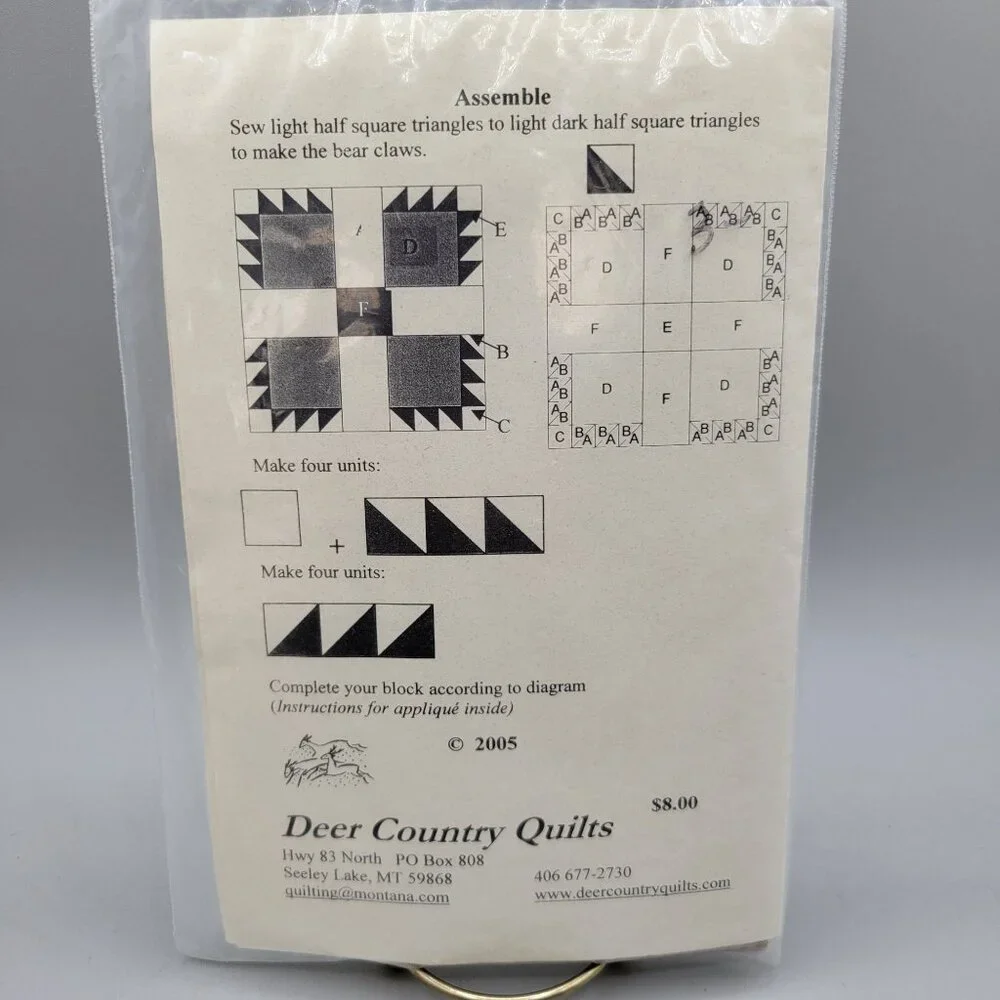 Bearly There Souvenir Block Kit Deer Country Quilts Applique Partly Finished